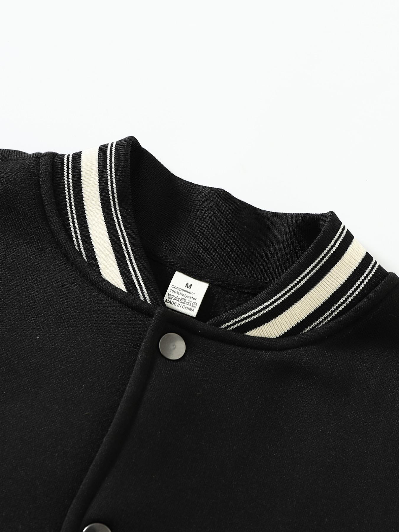 New Women's Baseball Jacket for Fall Winter, Creative Letter Print, Casual Sport Coat, Comfortable Versatile Jacket, Hip-Hop Style, Multiple Colors