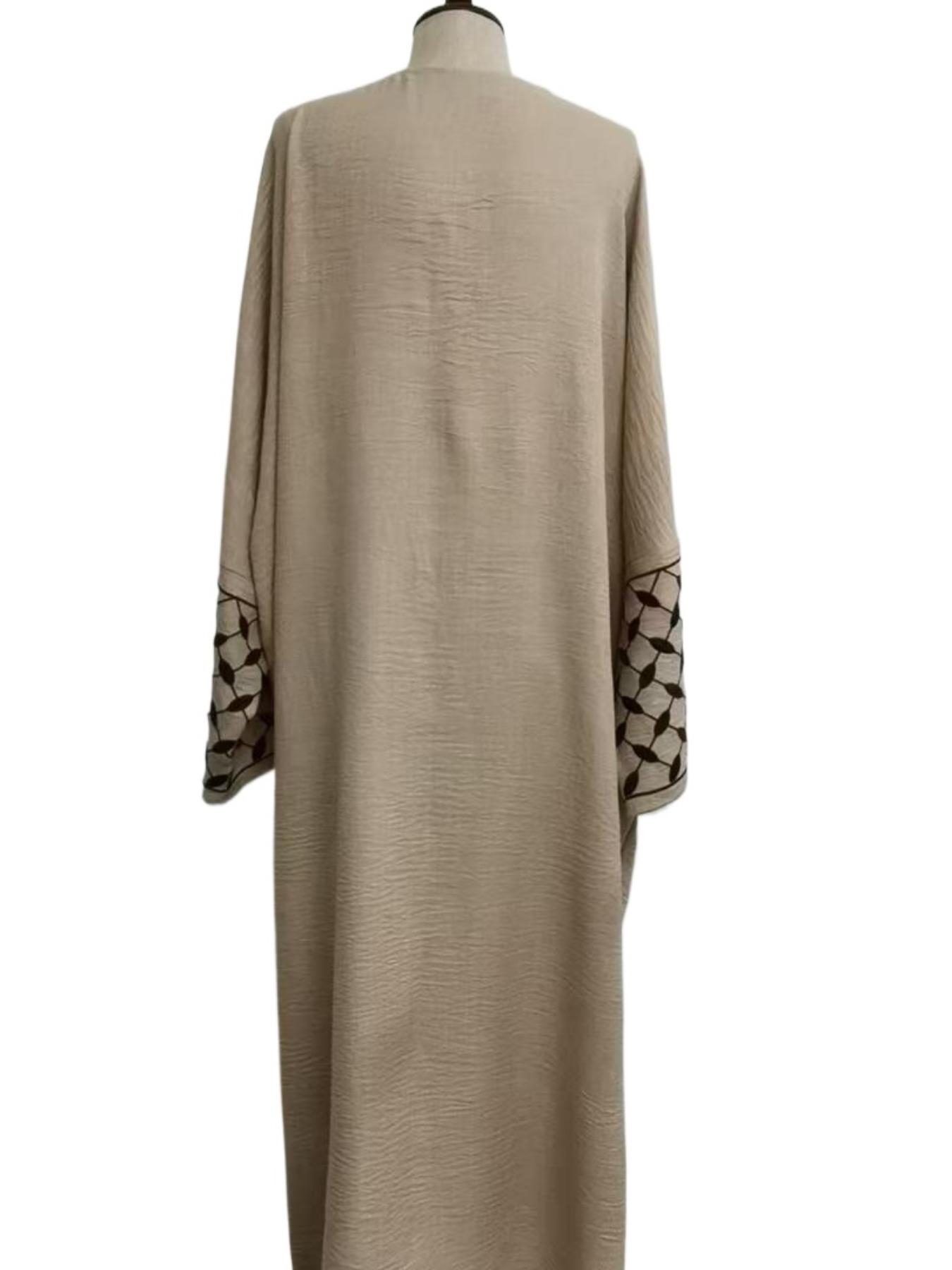 Women's Embroidery   Abaya, Modest Casual Long Sleeve Abaya for Daily Wear, Ladies Islamic Clothing for All Seasons, Modesty Muslim Clothing