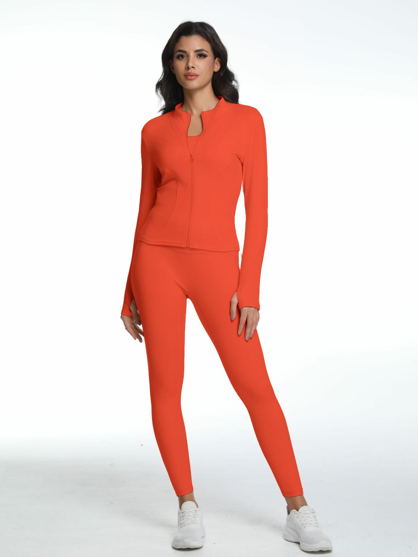 Women's Two-Piece Sportswear Set, Zipper Long Sleeve & Slim Fit Design, Ideal for Yoga, Casual Outdoor, Fitness & Gym Wear, Sporty Style Outfits