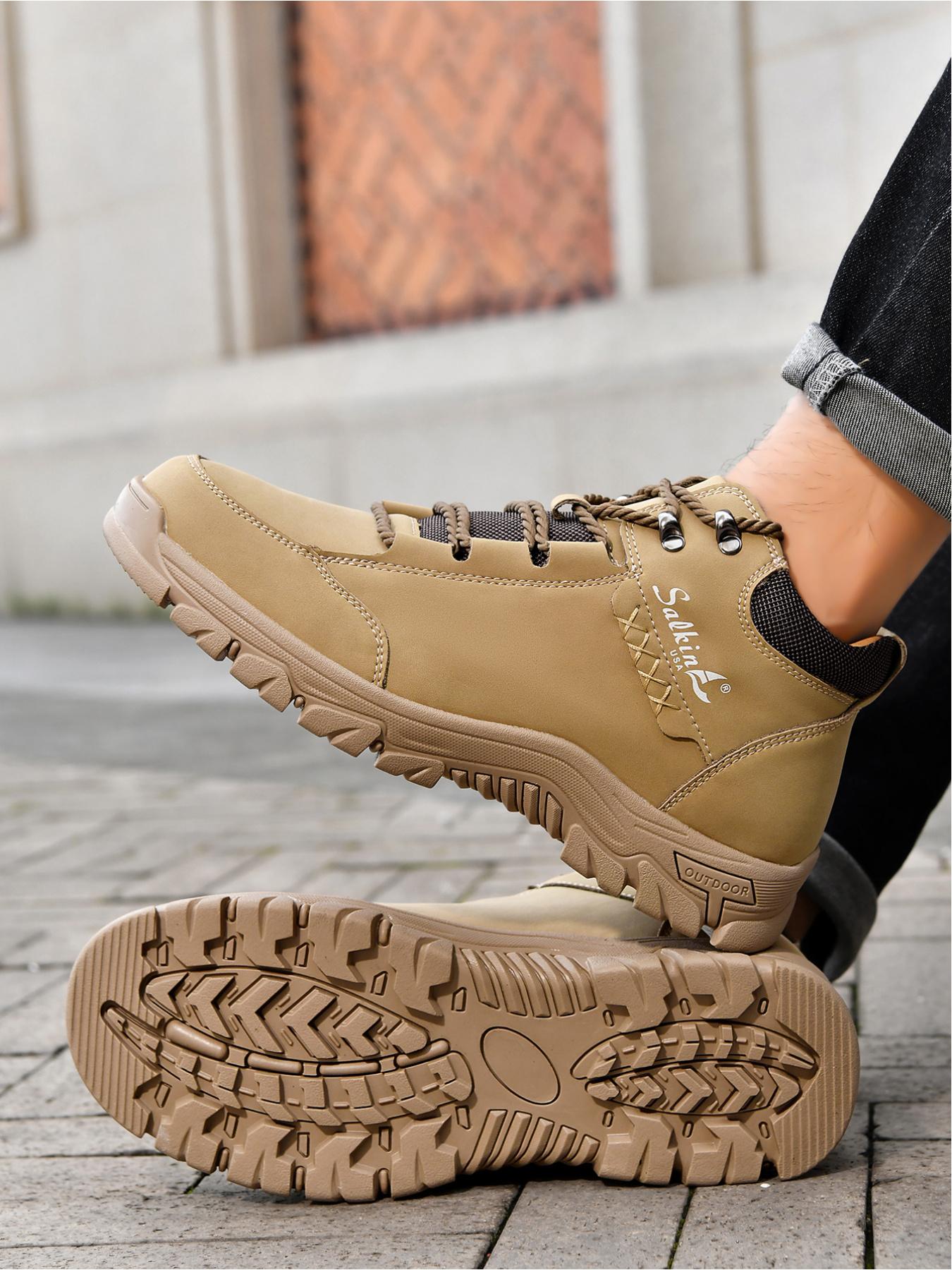 Men's High-Top Outdoor Hiking Boots, Non-Slip Wear-Resistant Work Boots, Lightweight Casual Trekking Shoes