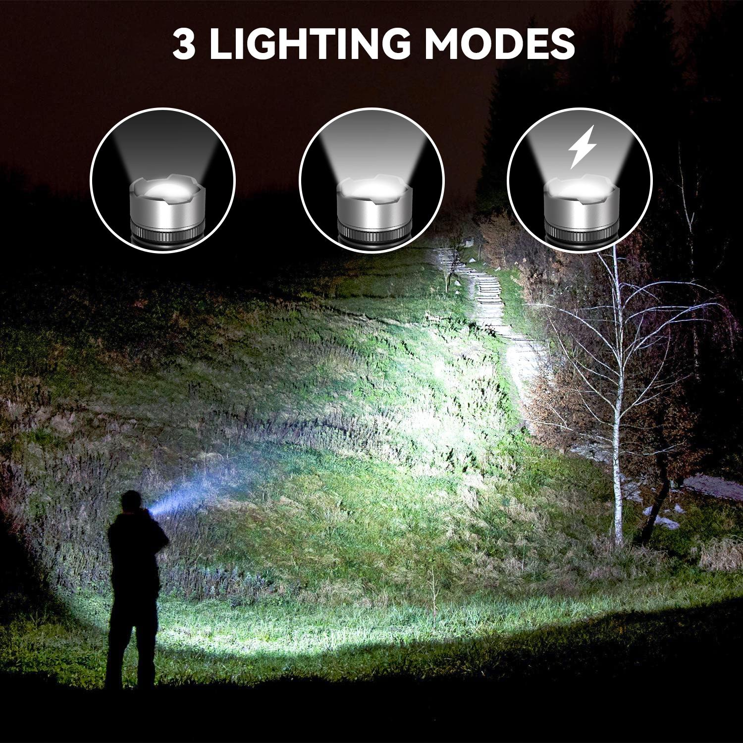 2-in-1 Rechargeable Flashlight + Power Bank,  High Lumen Super Bright, Zoomable Beam LCD Digital Power Display 3 Modes Pocket Waterproof Flashlight for Camping Hiking Home