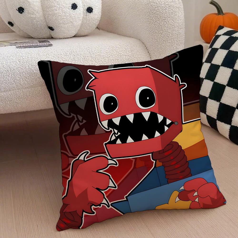 Hot Classic Horror Eerie American Video Game P-Poppy Playtime Pillow Case Anti-dustmite Pillowcase  Sofa Cushion Cover with Invisible Zipper Silky Short Plush Polyester Microfiber Fabric White Available in Standard Queen King Sizes for Home Bed Use