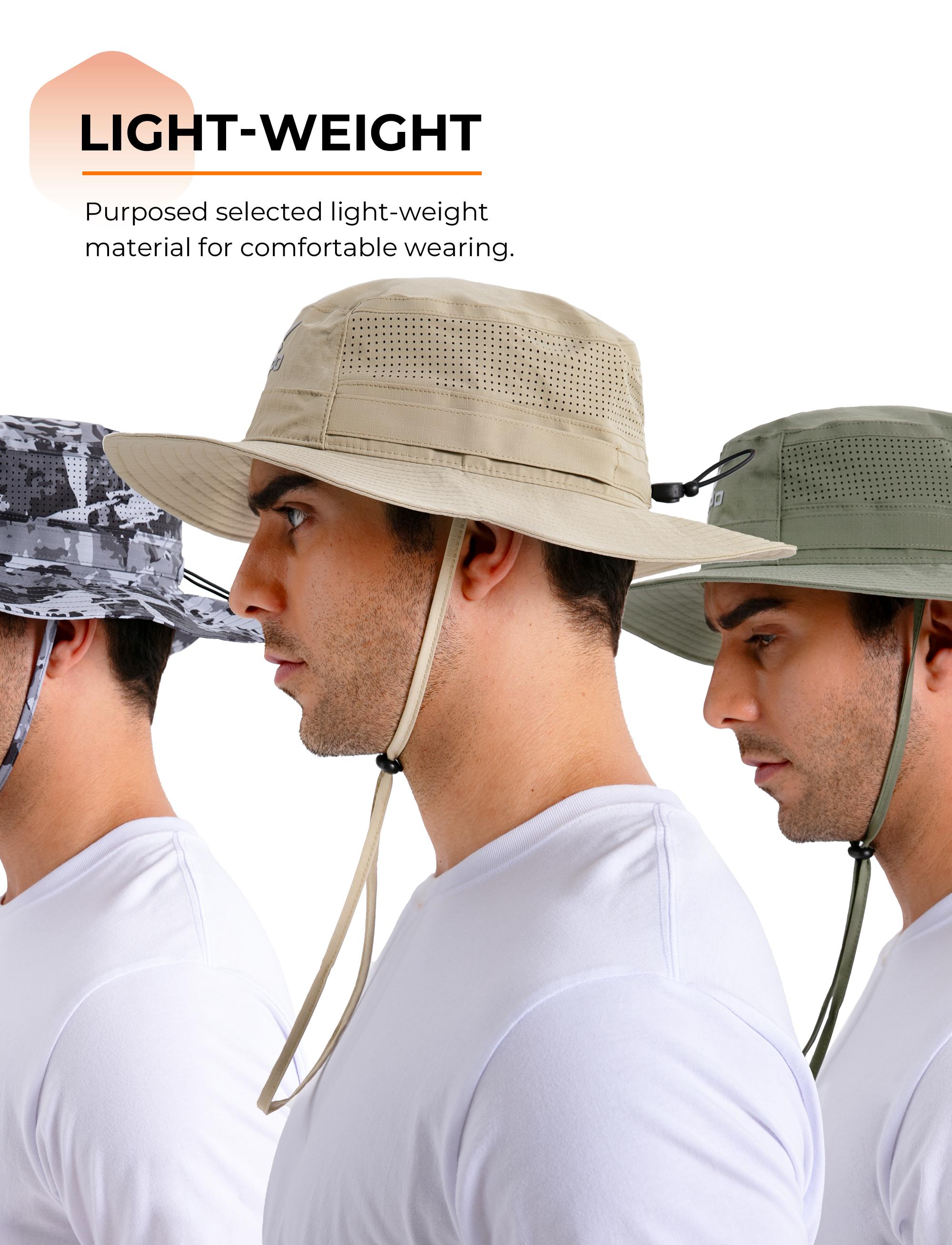 【RODEEL】RIIIPO Sun Boonie Hat UPF 50+ UV Protection with Adjustable Secure Strap Moisture Wicking Bucket Hat Lightweight Breathable Foldable Hat for Outdoor Sports Fishing Hiking Boating Camping Construction Landscaping Gardening, Holiday Gift