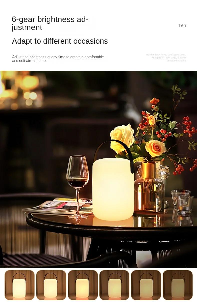 Outdoor Waterproof Wireless Table Lamp Smart Remote Control RGB LED Camping Lamp USB Rechargeable Portable Lamp Room Decorative Lamp