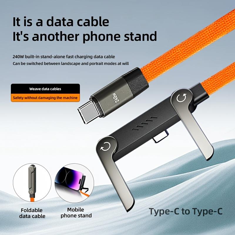 240W Fast Charging Stand Cable, Compatible with Apple 15/16/17, Android, Samsung, Huawei Type-C Port, Nylon Braided Material, No Interference While Gaming, Essential for Outdoor, Car, and Home Use