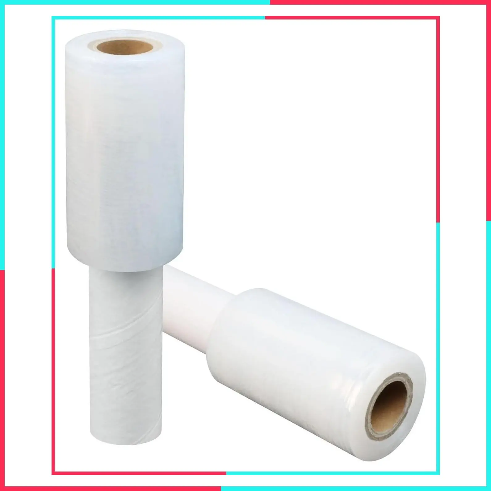 Stretch Film 4" x 500 ft with Handle, 80 Gauge Shrink Wrap Rolls | 2 Pack Lightweight Moving Plastic Wrap, Waste-Free