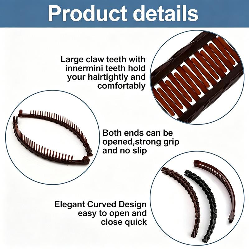 3-Pack Large Banana Hair Clips for Women - Extra Strong Non-Slip Clips for Thick Curly/Wavy Hair, Vintage Tooth Clips - Heavy-Duty Hair Accessories for Updos, Ponytails, and Buns - Perfect Valentine's/Mother's Day Gift, Wave Design