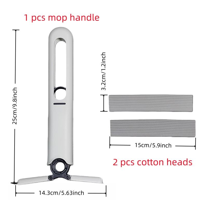 Mini Cleaning Mop Set, 3-Piece Sponge Mop, Dry Wet Dual Use, 2 Sponge Heads, 1 Squeeze Handle, Ideal for Bathroom, Kitchen, Car
