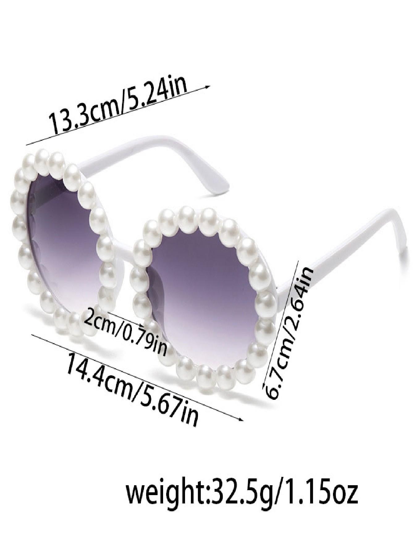 Pearl Trim Water Drill Flower Sunglasses, Gradient Lens, Perfect for Wedding, Party, Beach, Music Festival, Daily Wear, Date Night