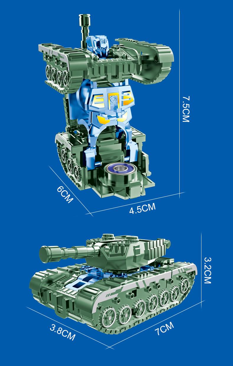 Creative Mecha Fidget Spinner, Simulation Tank Model Transformable Robot, Gear Wheel With Click Sound, Stress Relief Fidget Toys