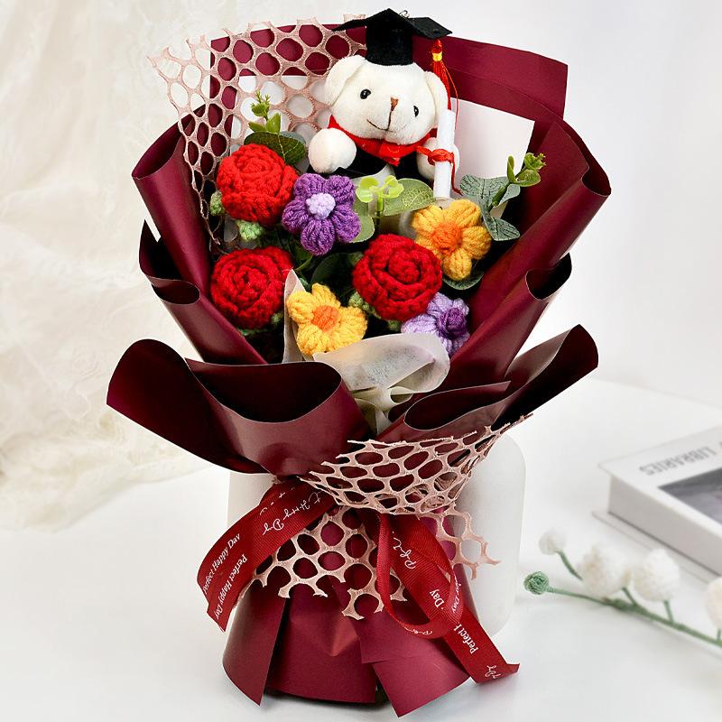 Hello Kitty Cartoon Plush Bouquet Anime Rose Flowers Doll Home Wedding Decoration Christmas Valentine's Day Gift