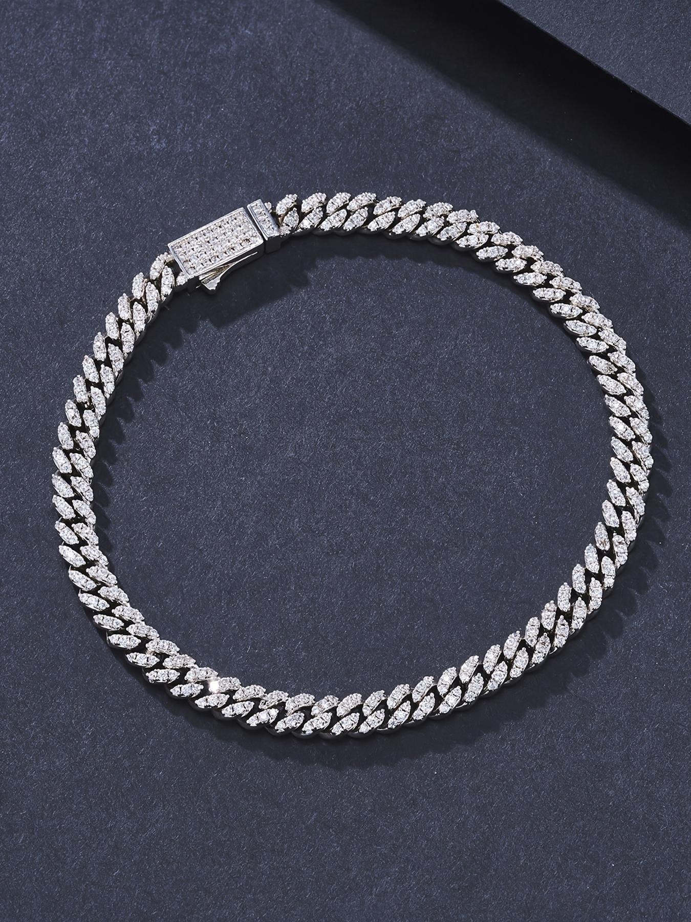 ICED CHICS 5mm Miami Cuban Link Bracelet, full of zircon hip-hop accessories, suitable for both men and women, suitable for daily wear, street casual style, a beautiful gift