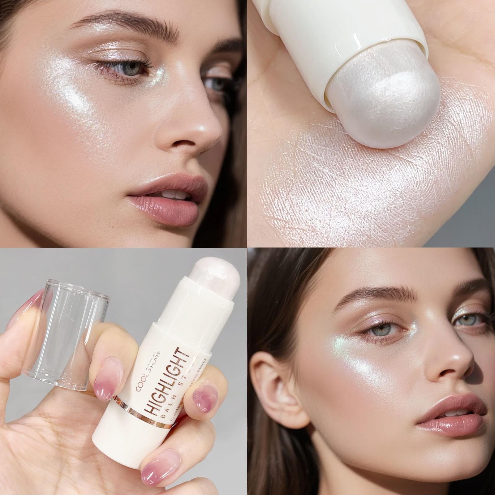 Multi-Use Highlighter Stick, Creamy Texture, Long-Lasting, Easy to Apply, for Face and Body, Cheek, Eye, Nose Contour, Portable Makeup Essential