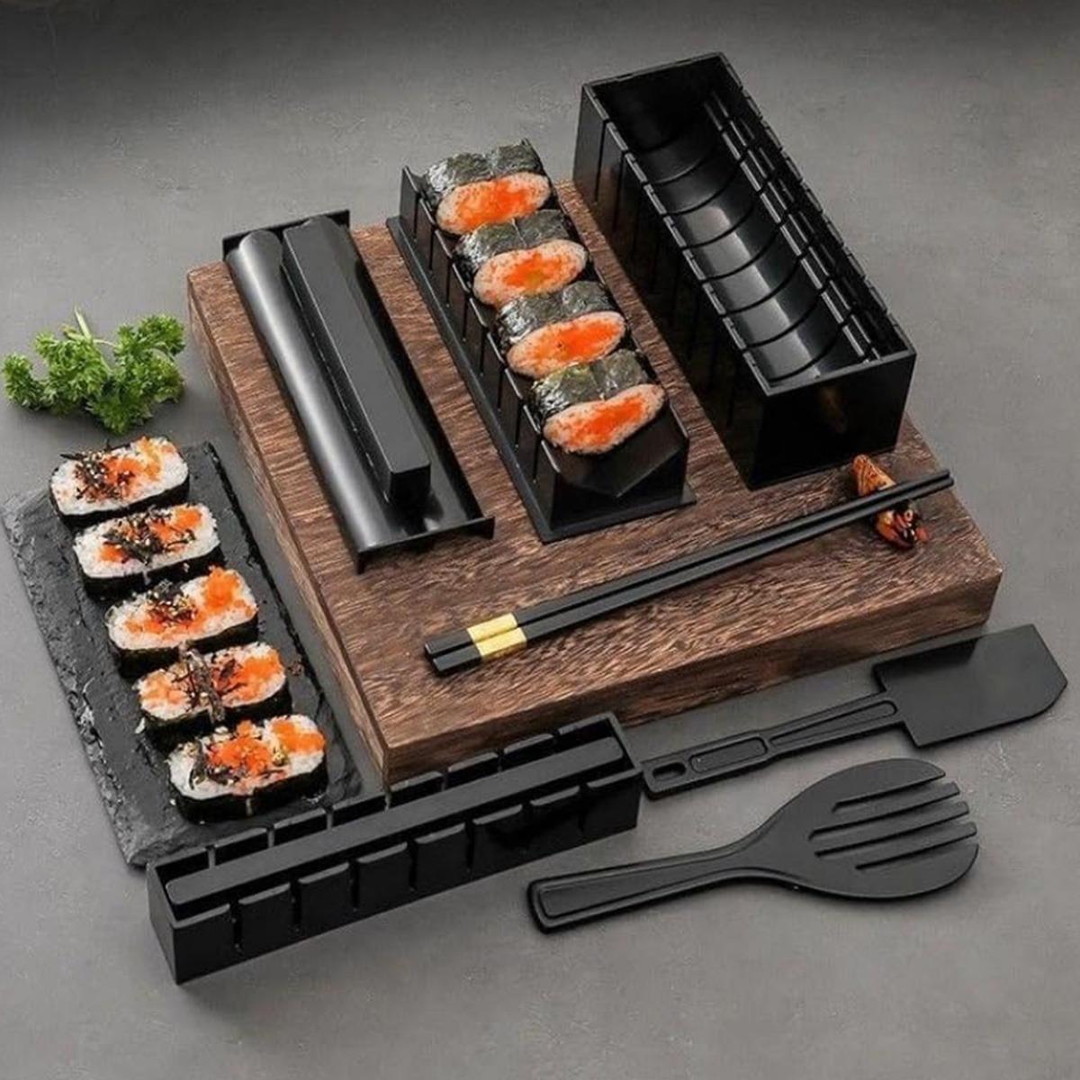 Sushi Making Kit,Sushi Maker Set for Beginners Plastic Premium Set Sushi Tool Set Sushi Rice Roll Mold Shapes, Multifunctional Mold with Various Shapes, DIY Sushi Tools for Rice and Vegetable Rolls, Sushi Rolling Kit, Sushi Making Utensils