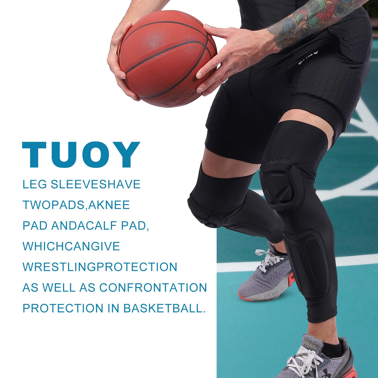 TUOY Knee Pad with Shin Guard Pads, Protective Shin/Knee Sleeve Support for Soccer, Football, Basketball, Wrestling, Volleyball (A Pair)