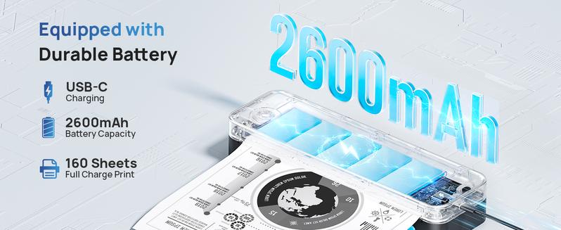 Portable Printers Wireless, D820 Thermal Inkless Printer Support Sizes from 8.5" x 11" to 2" Width, AI Printer, Suitable for Smartphone & PC, Bluetooth Printers for Travel, Home Use Fathersdaygift