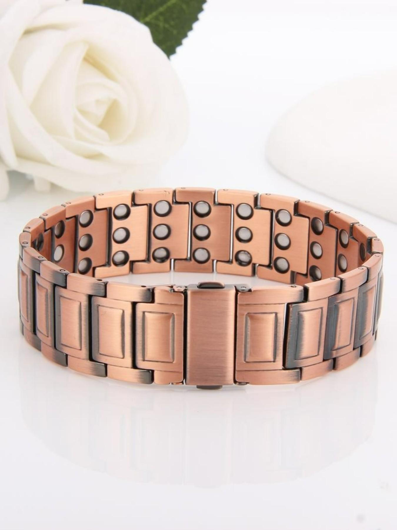 Men's Copper Magnetic Bracelet, Foldable Clasp Design with Adjustment Tool, Fashionable Comfortable Durable Wrist Accessory Gift