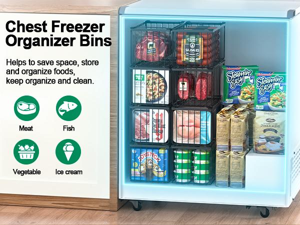 Msercuor Upgraded Freezer Organizer Bins2/4/6/8 Pack MAX Capacity Stackable Baskets for 5/7 Cu.FT Deep Freezers Rust-Proof Airflow-Friendly Kitchen & Pantry Storage Heavy-Duty Anti-Rust Metal Msercuor Upgraded Freezer Organizer Bins2/4/6/8 Pack MAX Capacity Stackable Baskets for 5/7 Cu.FT Deep Freezers Rust-Proof Airflow-Friendly Kitchen & Pantry Storage Heavy-Duty Anti-Rust Metal