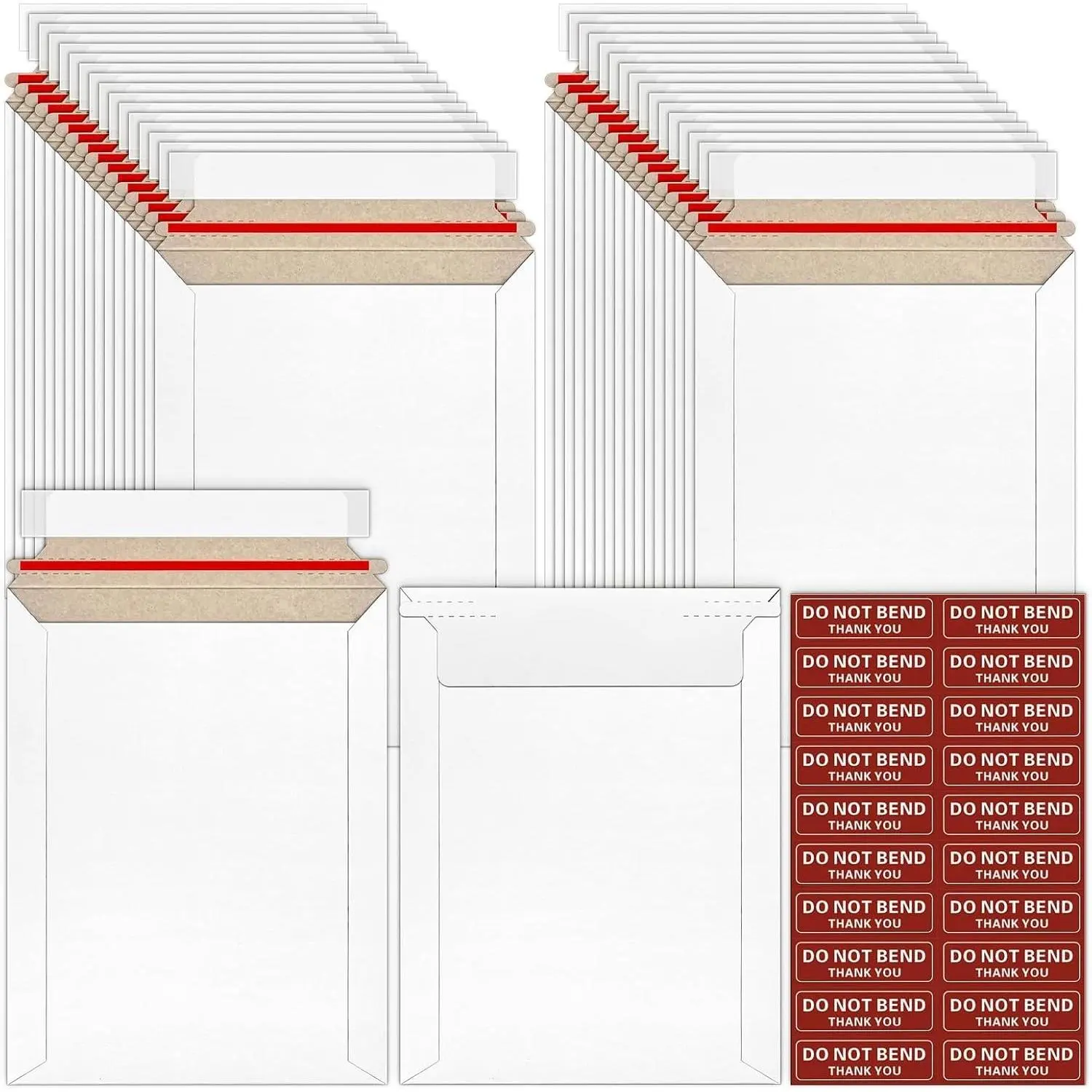 20 Pack 6x8 inch Rigid Mailers, Self Seal Photo Mailers Protective Flat Cardboard Envelopes White Blank Shipping Envelopes for Photos, CD, Document, Invitation, Trading Card, Coins, Stamps