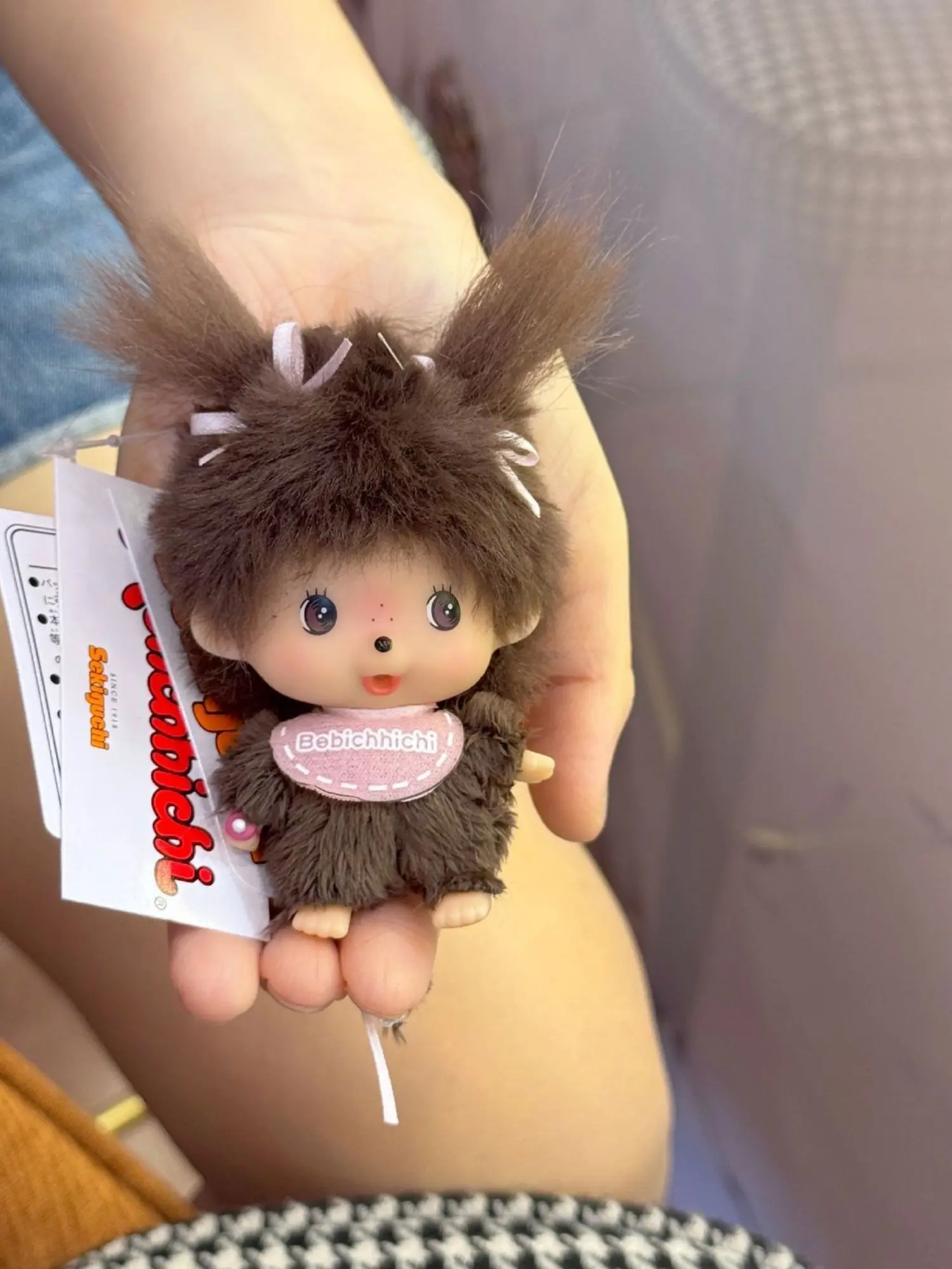 Monchhichi 10cm Plush Toy Couple Keychain, Cute Cartoon Monkey Doll, Key Ring Accessory, Bag Charm, Adorable Stuffed Animal