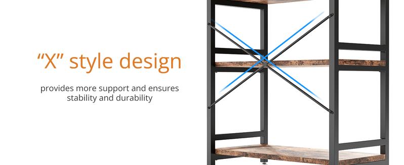 IRONCK Bakers Rack with Power Outlet, Microwave Stand with Storage, Coffee bar with 9 Hooks, 5 Tier Large Storage Capacity and Strong Metal Material for Kitchen, Vintage Brown Easy to Assemble