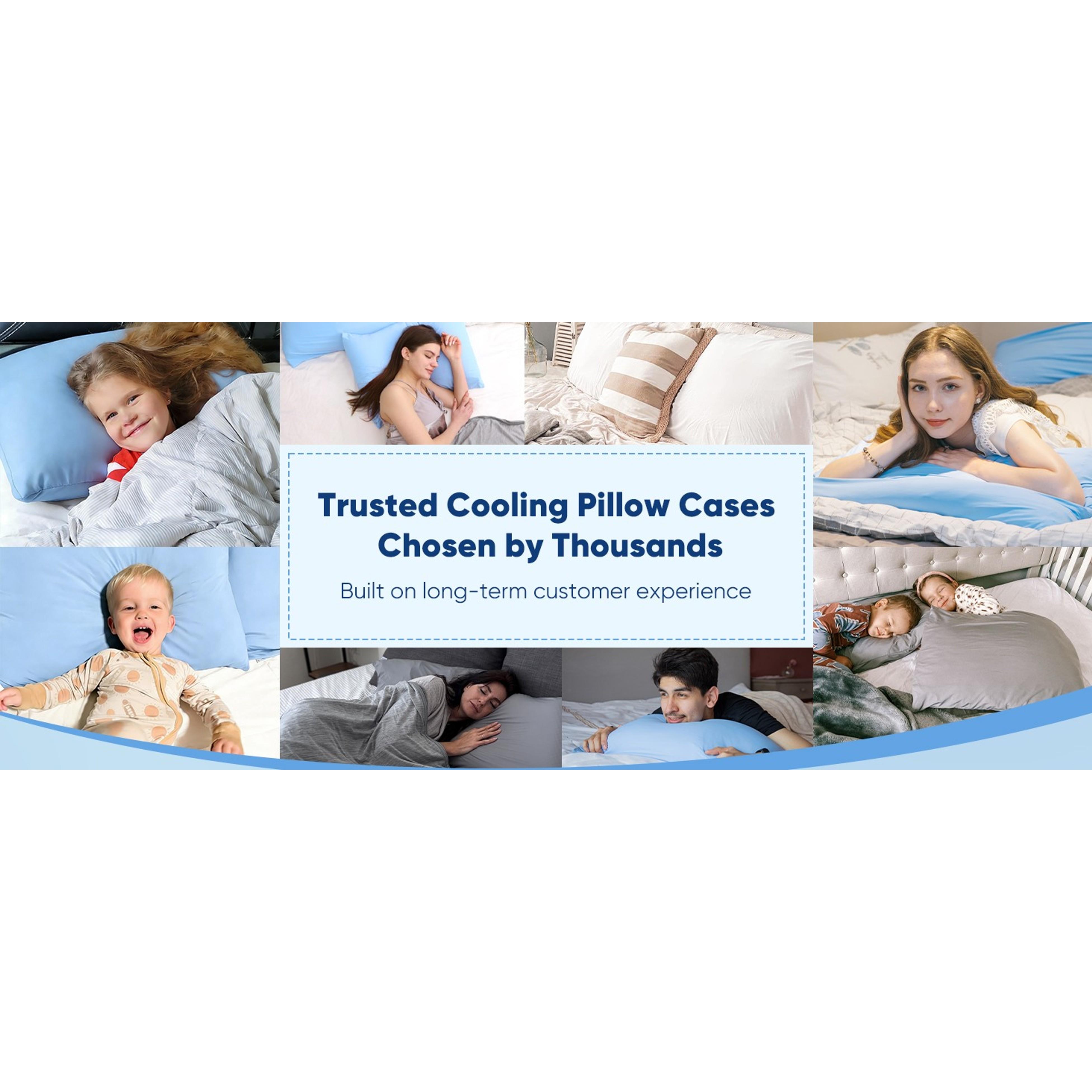 Cooling Pillow Cases for Hot Sleepers Queen Size 2 Pack, Grey | Arc-Chill 3.0 Cooling Tech(Q-Max>0.5), Breathable&Stretchy Fabric, Softer Than Silk, Zipper, suitable for Night Sweats
