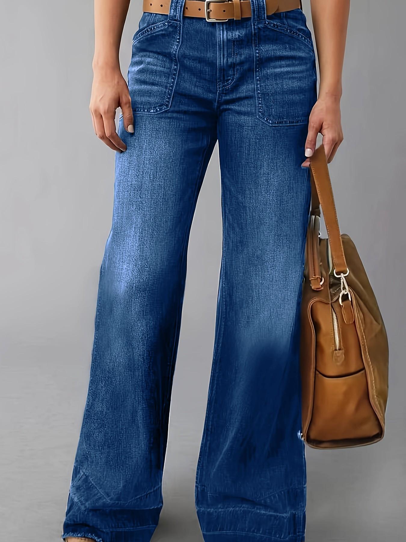 Women's Vintage Mid-Waist Straight Leg Jeans, Fitted Loose Fit Denim Jeans Pants, Casual Striped Design, All Seasons Wear, Womenswear