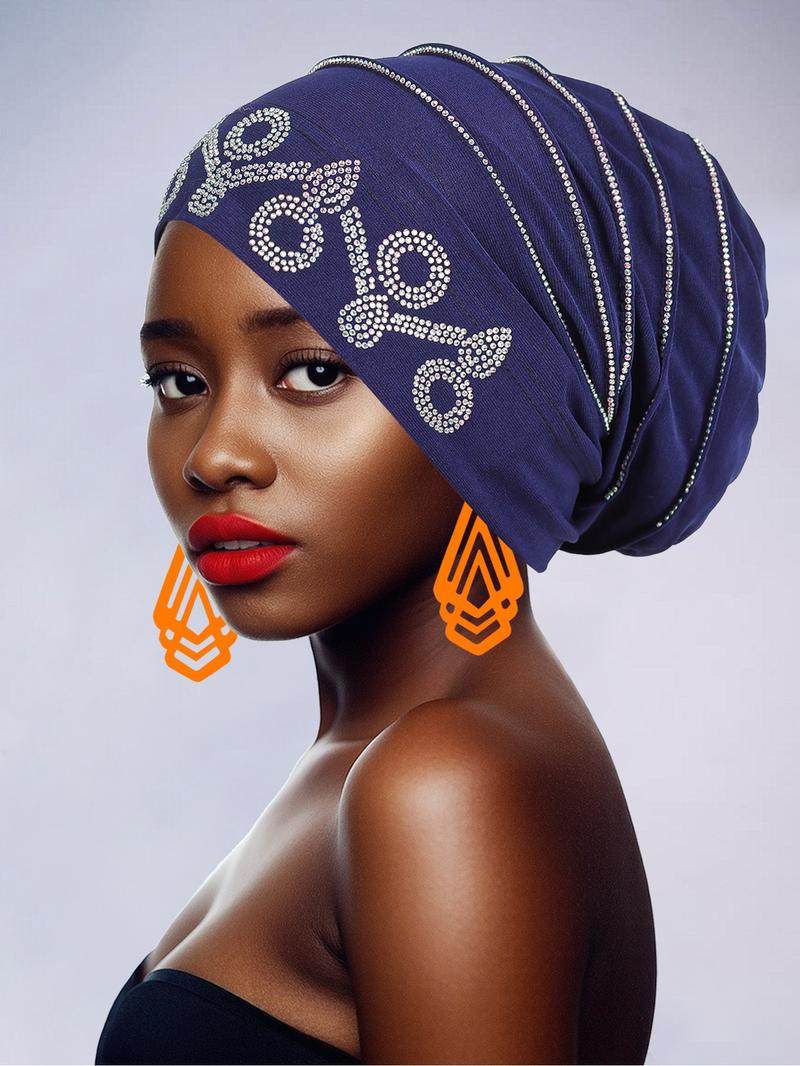 Handmade Women's Headscarf with Heavy Rhinestones, Vintage Pleated Design, Elegant Fashion Accessory for Special Occasions and Daily Wear Pleat Turban