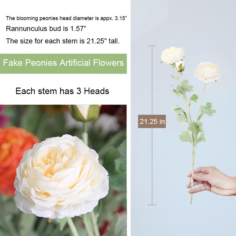 Molilito Peony Bouquet — 20 Stems (≈60 Heads), 50 cm, Bendable Stems for Wedding & Home Décor (Vase Not Included)