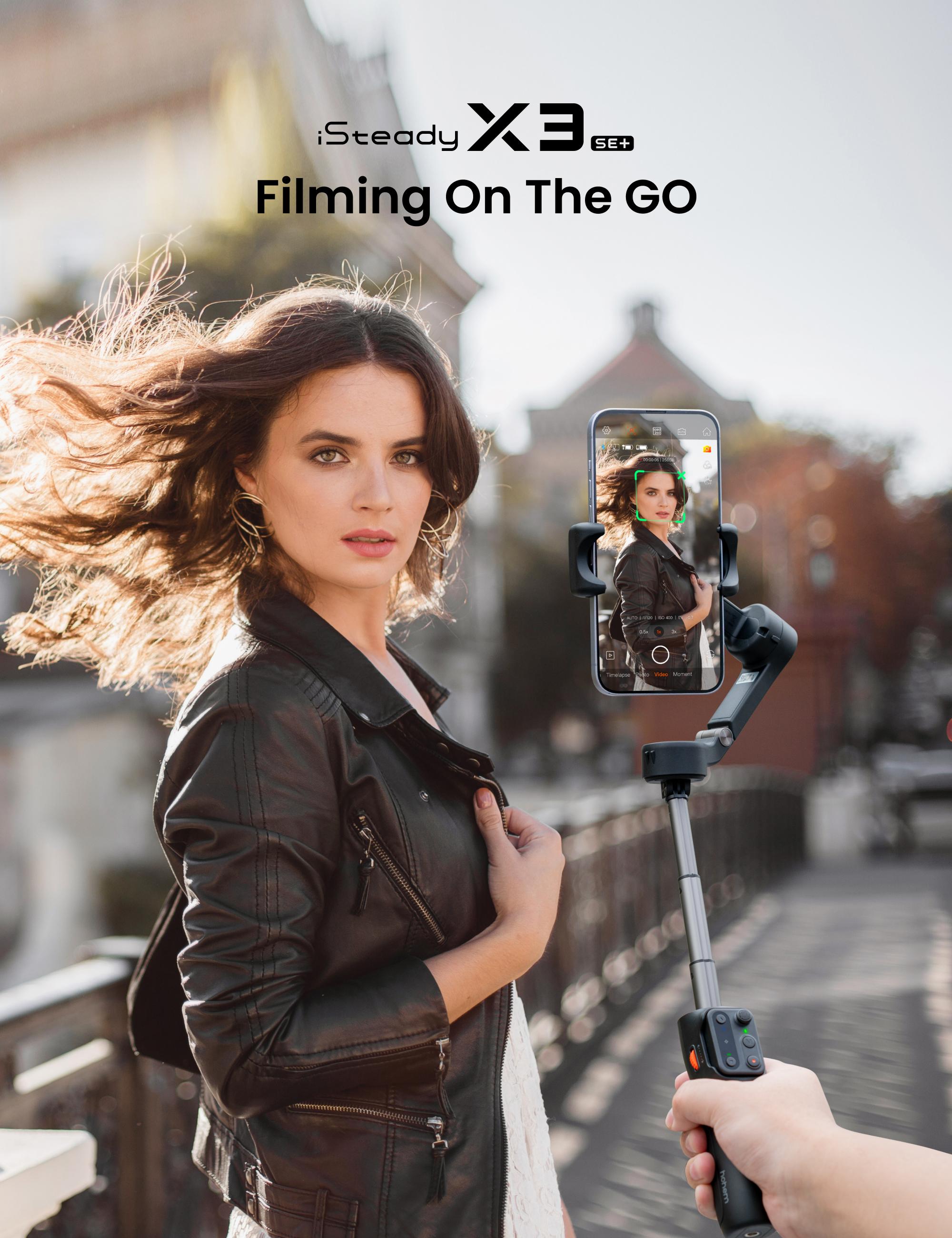 hohem iSteady X3 SE Plus Gimbal Stabilizer for iPhone, AI Facial Tracking,Smartphone Gimbal with Detachable Remote Control, Portable Foldable 3-Axis Phone Gimbal for Android & iPhone 17 ,Built-in Extendable Rod,Vlog Stabilizer,Cellphone&Selfie accessories