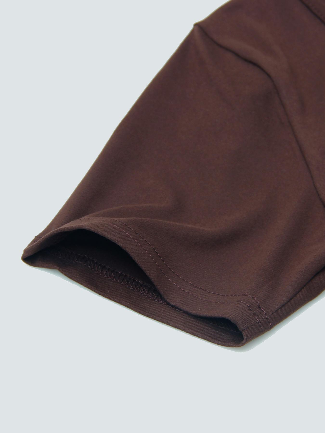 Women's Long Fitted Coffee Dress, Large Round Neck Short Sleeve Pocket Sleepwear, Casual Home Clothing Soft Fabric All Seasons Wear