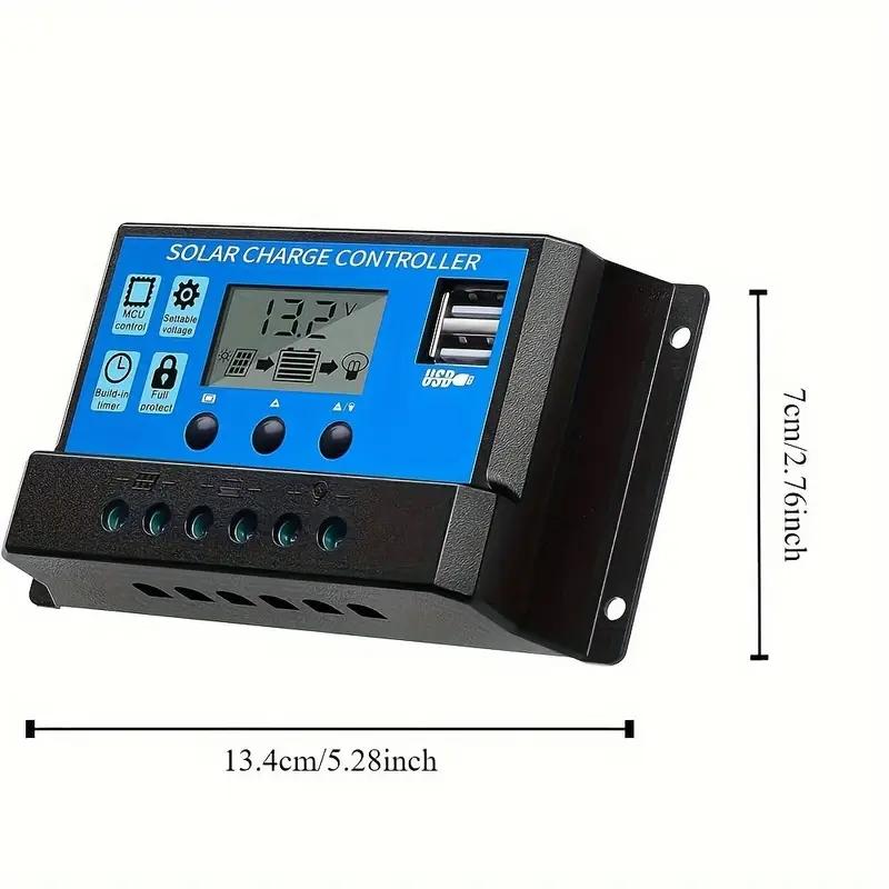 2pc 30A Solar Controller 12V/24V Solar Regulator PWM Solar Panel Controller With LCD Display Dual USB 5V Output Solar Panel Battery Charger