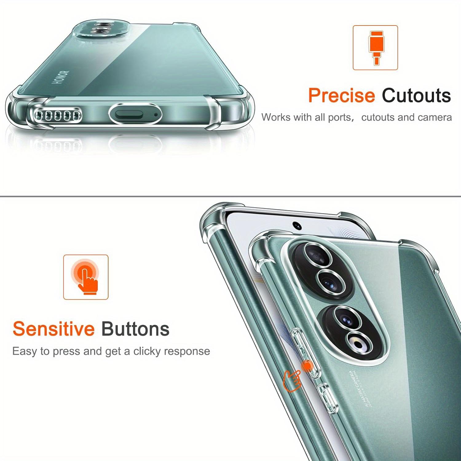 Case for Honor 90 Pro, Clear Phone Case with Reinforced Corners Camera Protection Bumper Slim Fit Shockproof Flexible TPU Case, Transparent