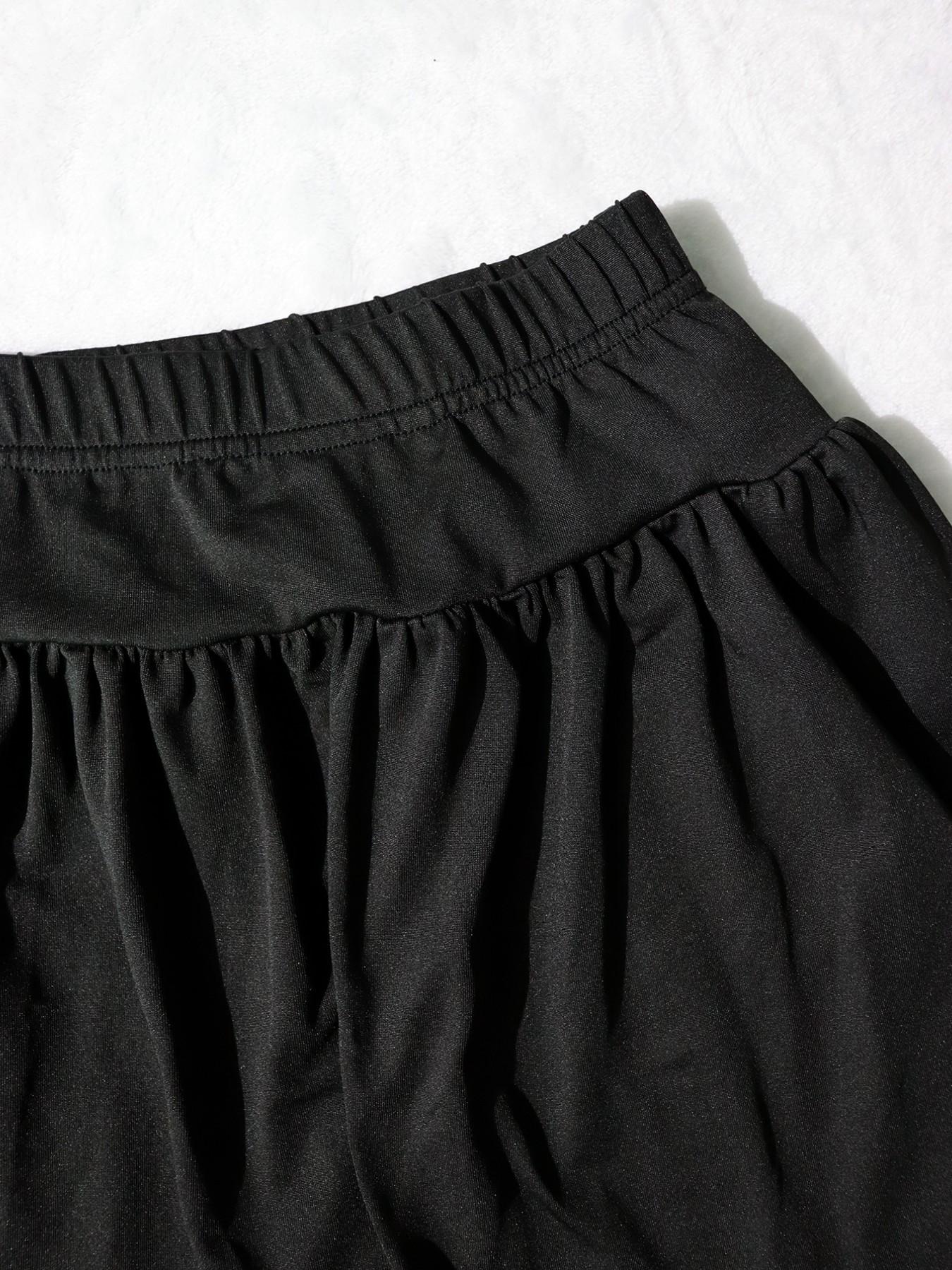 Women's Short Sleeve Dress Set, Chic Fitted Top and Fluffy Skirt Design, Perfect for Dates or Daily Outings