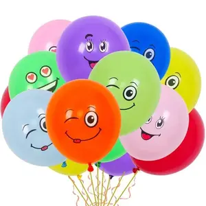 1-100Pcs 12inch Cute Funny Big Eyes Smiley face latex balloons Birthday Party decoration Inflatable balloon Baby Shower Globos