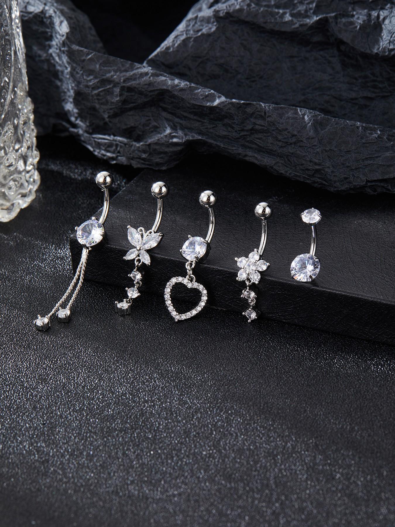 Women's Belly Ring Set, Butterfly Heart Floral Design, Copper Material, Party Jewelry Accessories, Perfect for Beach Vacation & Weddings