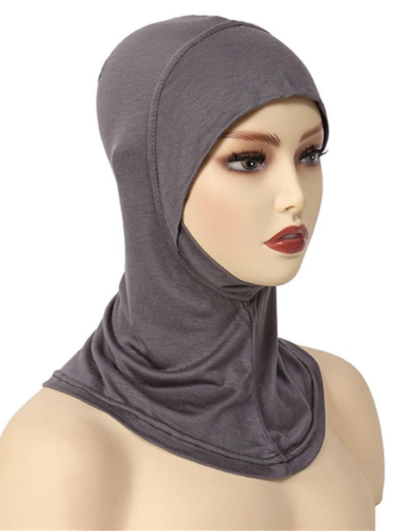 1pc Women's Inner Cap Underscarf Hijab Cap Turban Hat, Fashionable Solid Color Chin Elastic Head Cap & Neck Scarf for Comfort