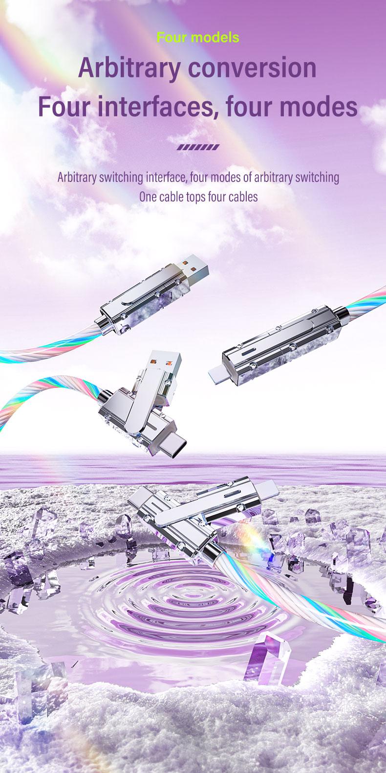 100W 4-in-1 USB-C, USB-A+Type-C+lightning, Multi-Functional Charger Aluminum Alloy, Compatible