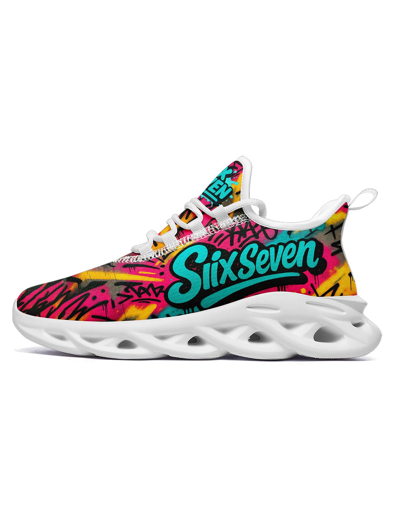 Stylish Women's SixSeven Breathable Athletic Shoes, Graphic Print Sneakers, Comfortable Lightweight Footwear, Fashionable Women's Sneakers for Gym Outings and Fitness-Inspired Wear
