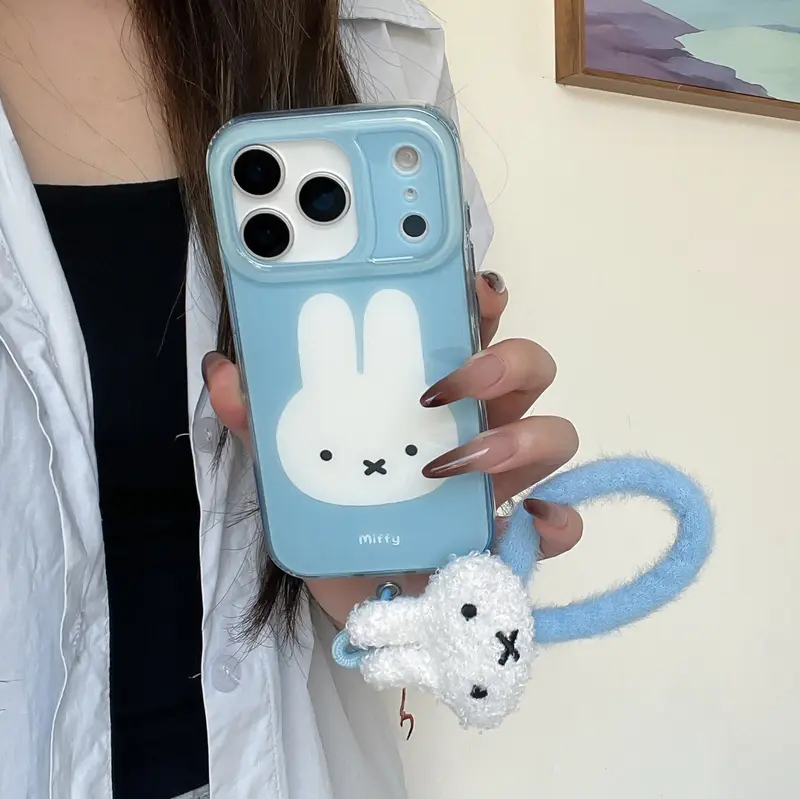 Double Layer Blue Bottom Miffy Phone Case Cover for iPhone 17 Pro