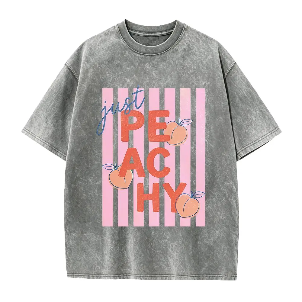 Just Peachy Shirt Tee Summer Fruit Tshirt Food Pun T Shirt Retro Graphic Tee Peach Graphic Tee Summer T-Shirt