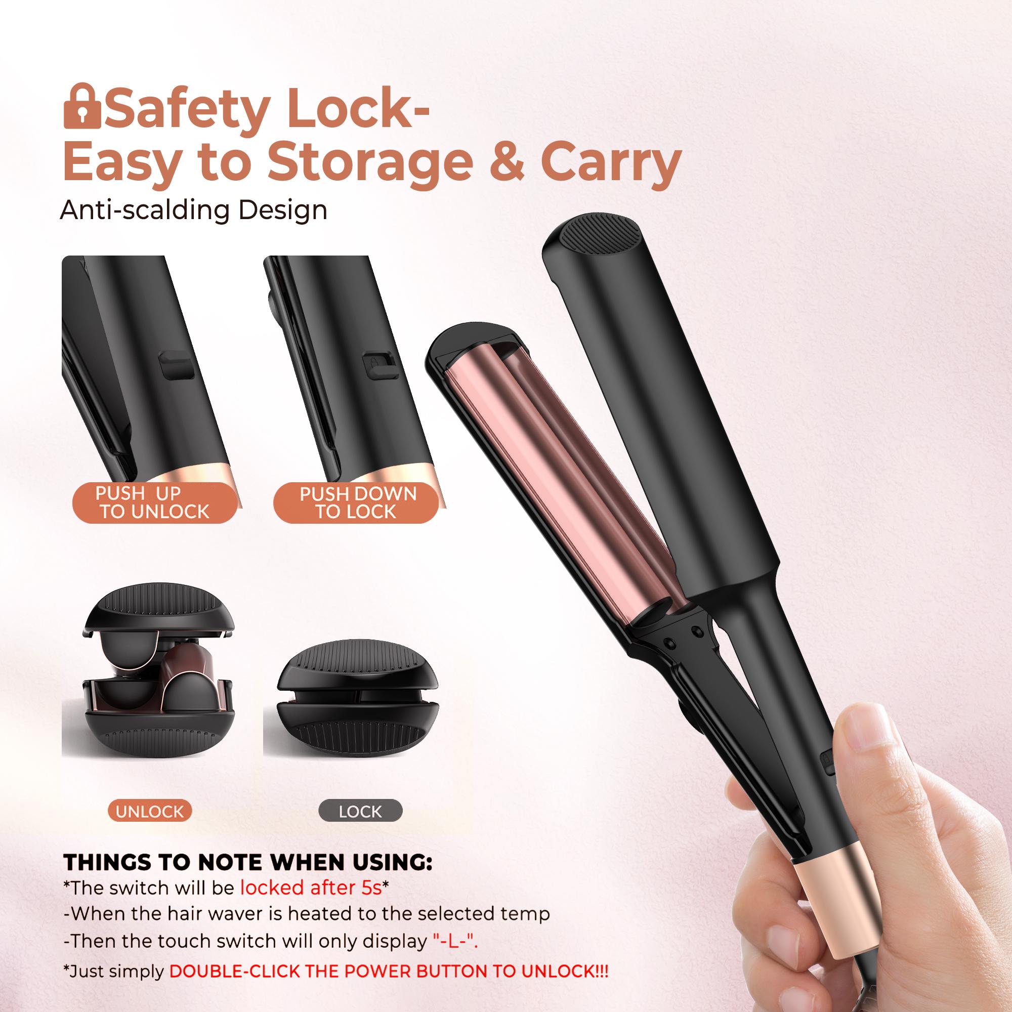Mini Dual Voltage Curling Iron, Curling Wand & Hair Crimper - 5 Temp Adjustable (250°F-410°F), 30s Fast Heat-Up, Tourmaline Barrel, Anti-Scald Protection, 1.02cm Barrel For Beach Waves & Curls, Includes Heat-Resistant Pouch, Gifts, Heated Curler