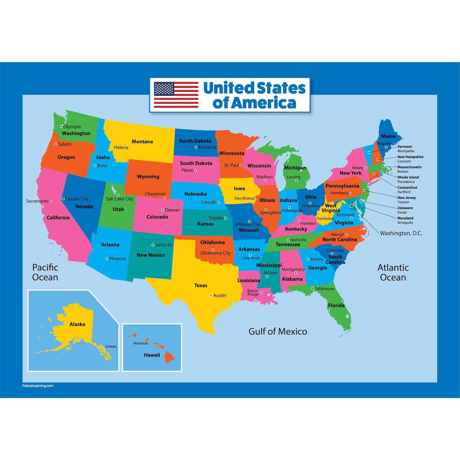 World Map and  Map for  - 2 Poster Set - LAMINATED - Wall Chart Poster of the  and the World (18 x 24)