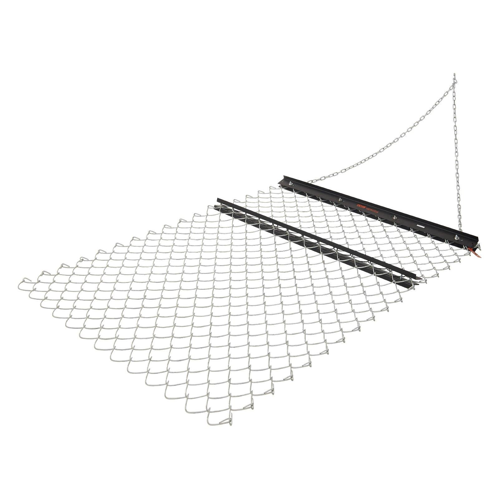 VEVOR Drag Harrow, 4 x 5 ft Chain Harrow - Made from Q235 Steel, UTV Tractor Attachments for Landscape Leveling or Sod Prepping, Durable Harrow Rake for Gravel Driveway, Farm Field Garden Black