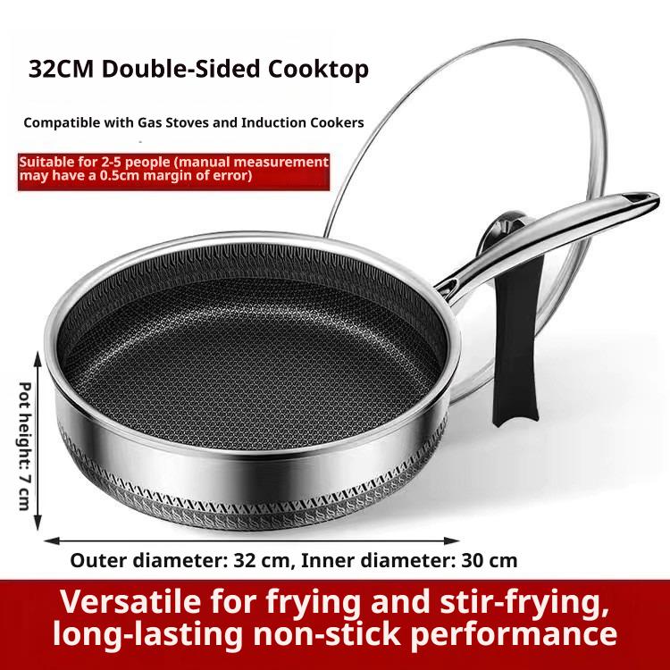 Full Honeycomb Mesh Stainless Steel Non-Stick Frying Pan Multi-Use Integrated Skillet Nonstick Coating Pan Durable Induction Cookware Wholesale Direct Factory Supply For Home Kitchen Cooking Steak Egg Pancake