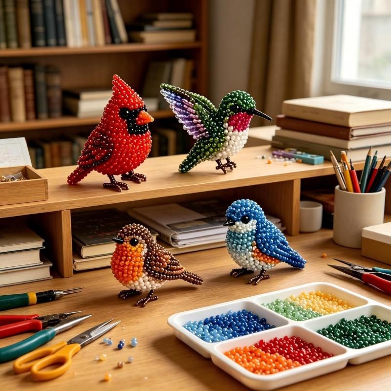 Tiny 3D Beaded Animal DIY Kit,Cute Raccoon & Animal Beading Craft Set,Creative Handmade Bead Decoration Kit,Craft Set with Colorful Beads and Instructions,for Adults Stress Relief DIY Art Gifts, DIY Beading Accessories, Beads For Crafts