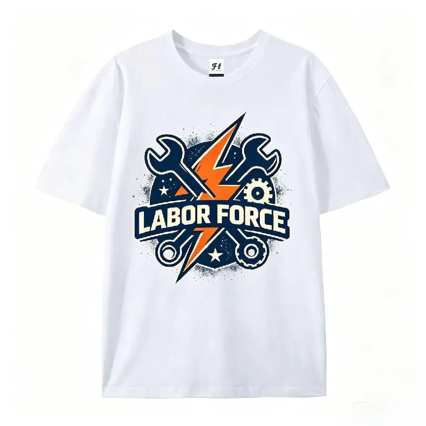 Vintage Labor Force Cross Wrench Lightning Bolt Gear Star Splash Graphic Oversized Cotton T Shirt, Industrial Labor Worker Tee, Labor Day Gift For Mechanic Men