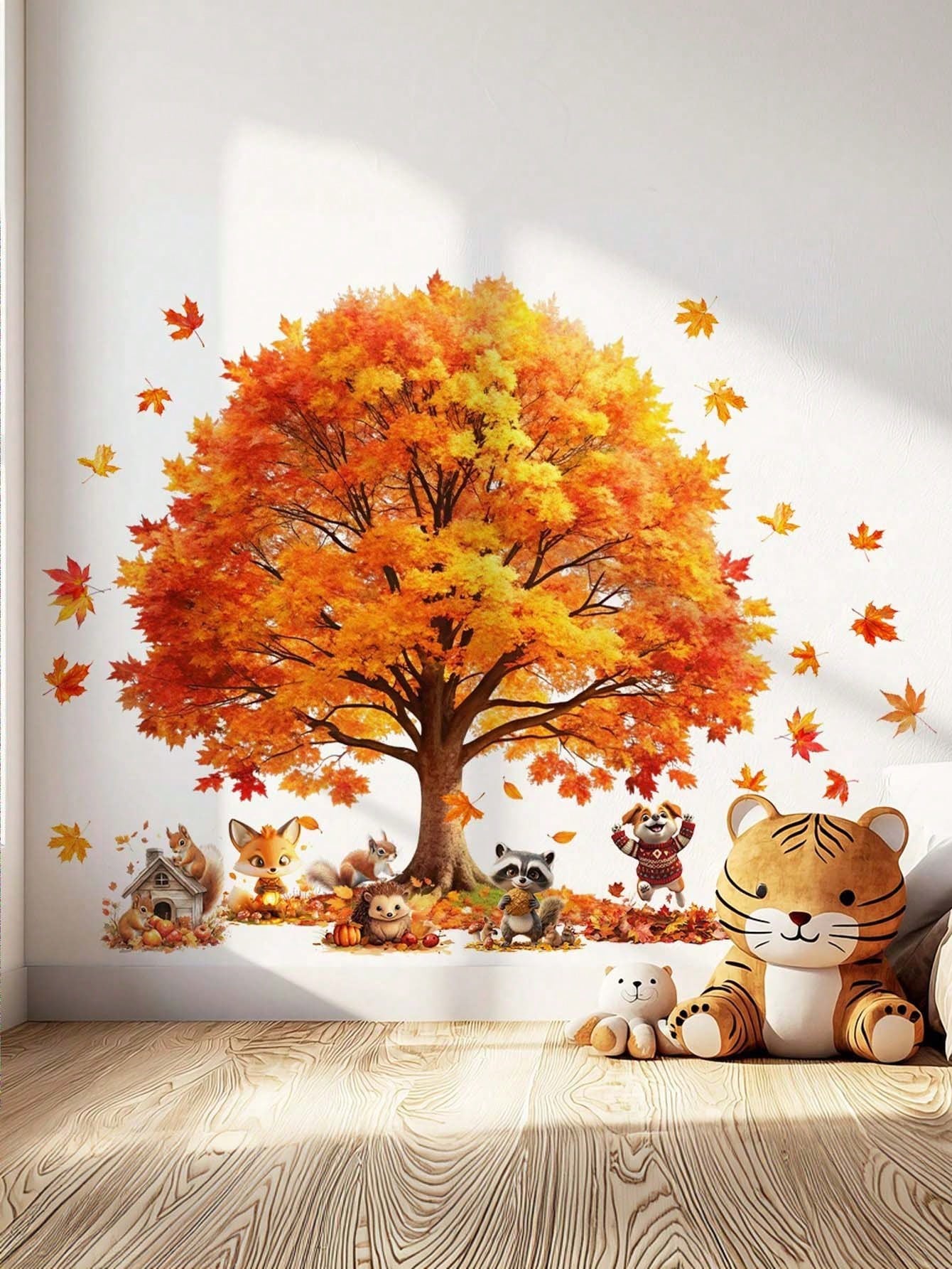 Creative Maple Leaf Stickers for Living Room Bedroom Bathroom Background Wall Decor, Easy-To-Apply Removable Decals