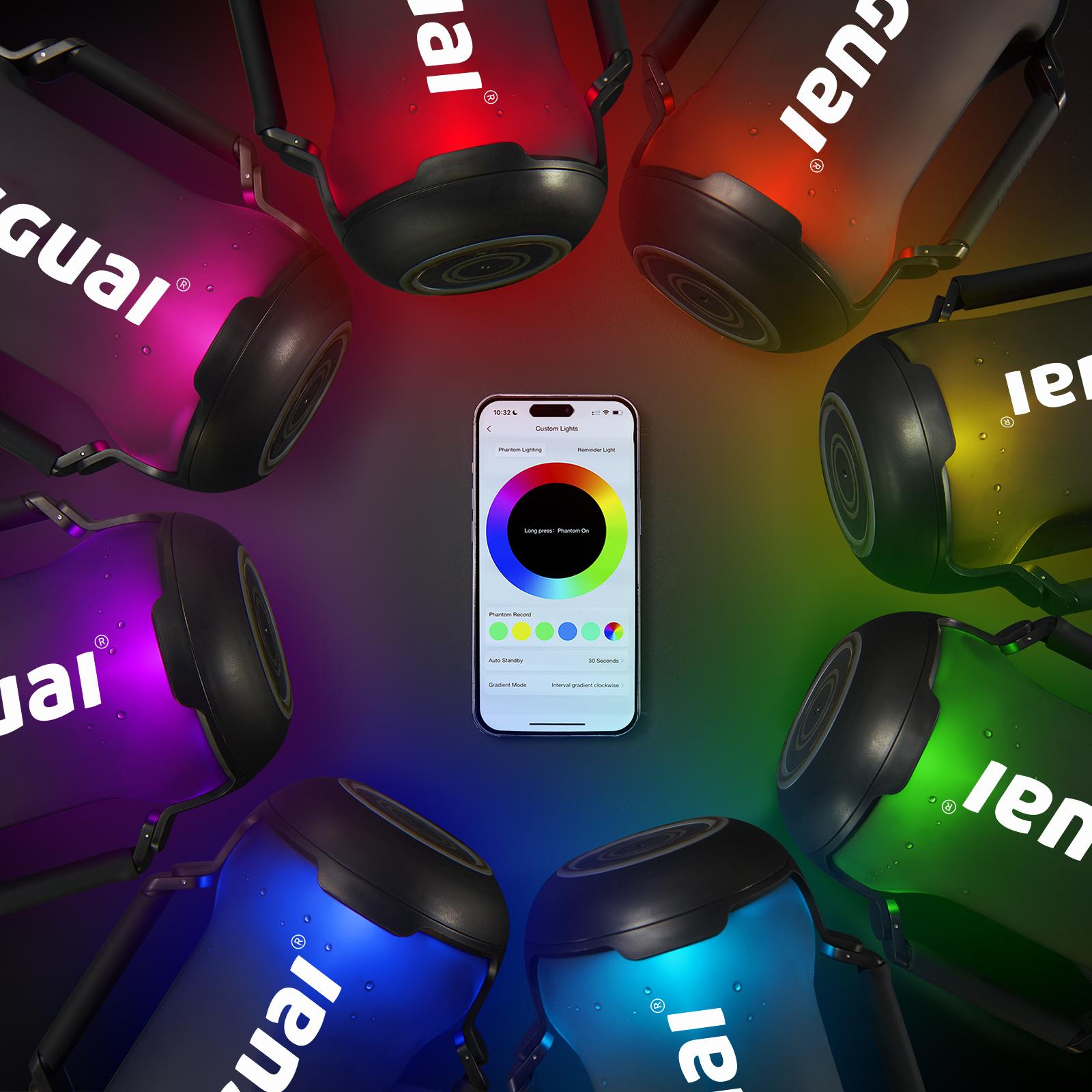 Cool Springtok Sports Water Bottles 44oz with Tritan Finish, Built-in Straw, Unique Smart Water Cup with LED Light, Dual-Handle & App Control - Fun