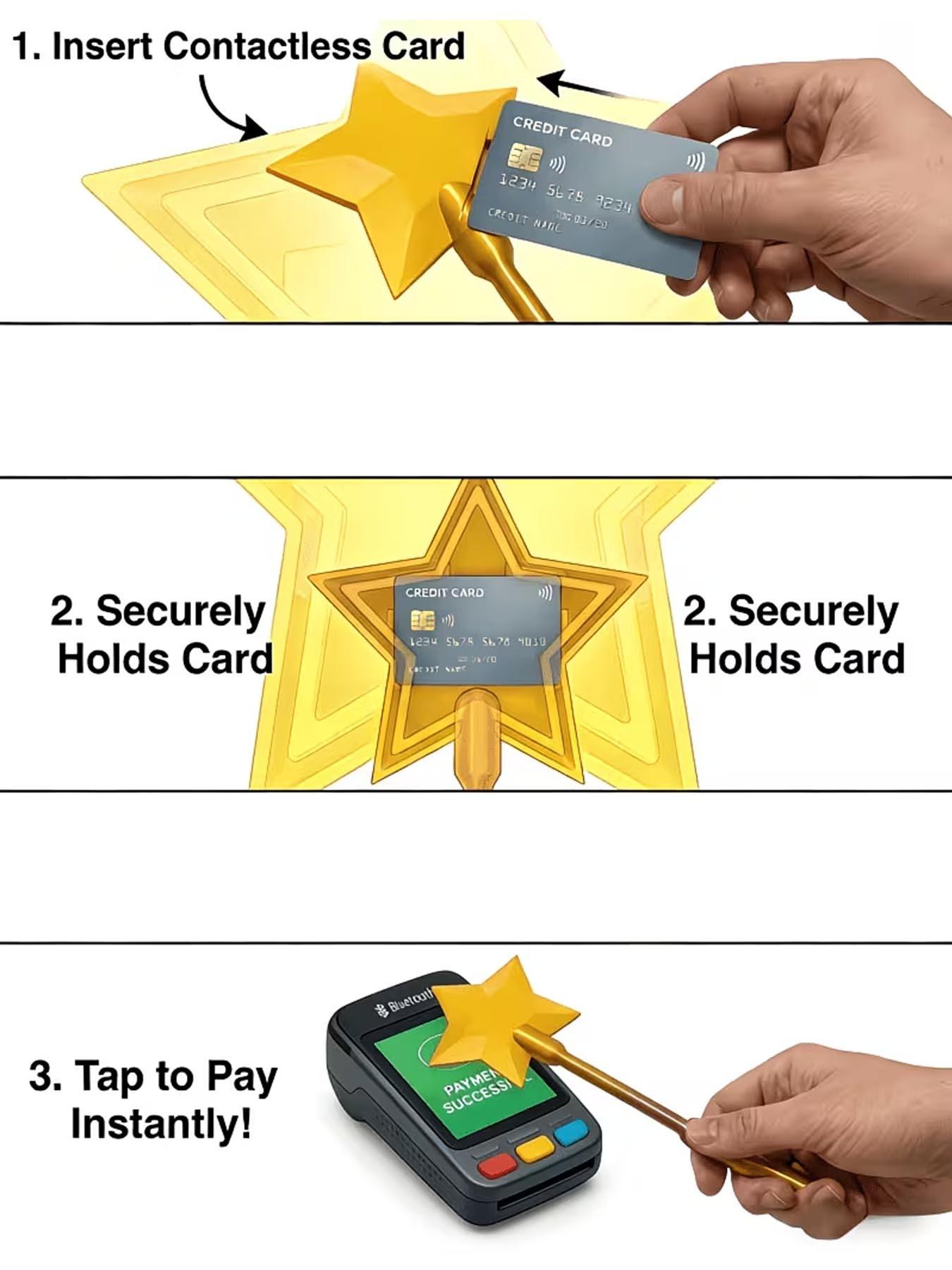 1pc 3D Printed Wand Tap to Pay, Tap to Pay Wand, Starlight Wands, Magical Star Wands Contactless Payment Card Holder, Suitable Scenarios for Card Payment 1pc 3D Printed Wand Tap to Pay, Tap to Pay Wand, Starlight Wands, Magical Star Wands Contactless Payment Card Holder, Suitable Scenarios for Card Payment